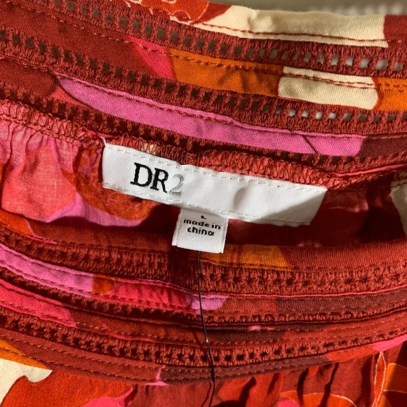 Size L DR2 by Daniel Rainn Red Orange Pink Floral Sleeveless Tank Top - Picture 4 of 7